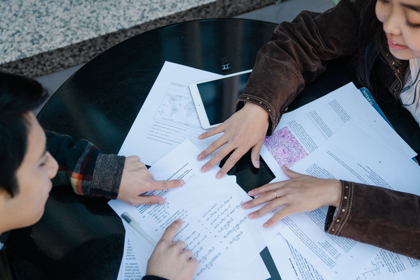 Classmates working as a team on a shared study project